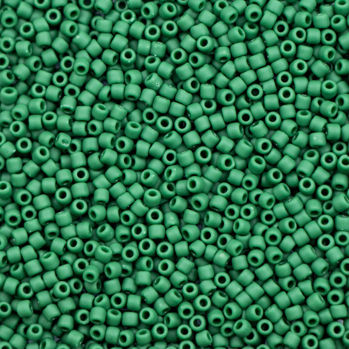 11/0 TOHO Seed Bead - Opaque-Frosted Pine Green