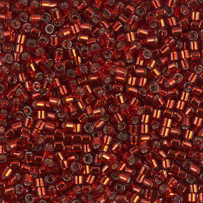 10/0 Miyuki DELICA Beads - Dyed Silverlined Burnt Red