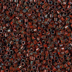 10/0 Miyuki DELICA Beads - Opaque Red Picasso