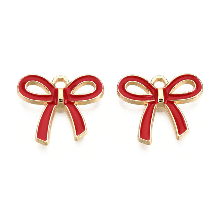 16mm x 18mm Red Bow Charm - Enamel and Base Metal***