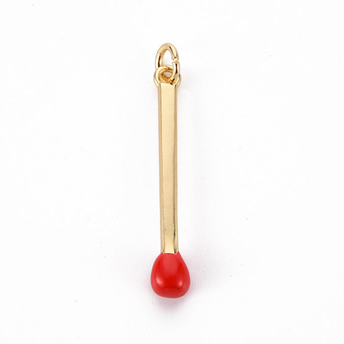 4.5mm x 30mm Red Matchstick Charm - Enamel and Base Metal***