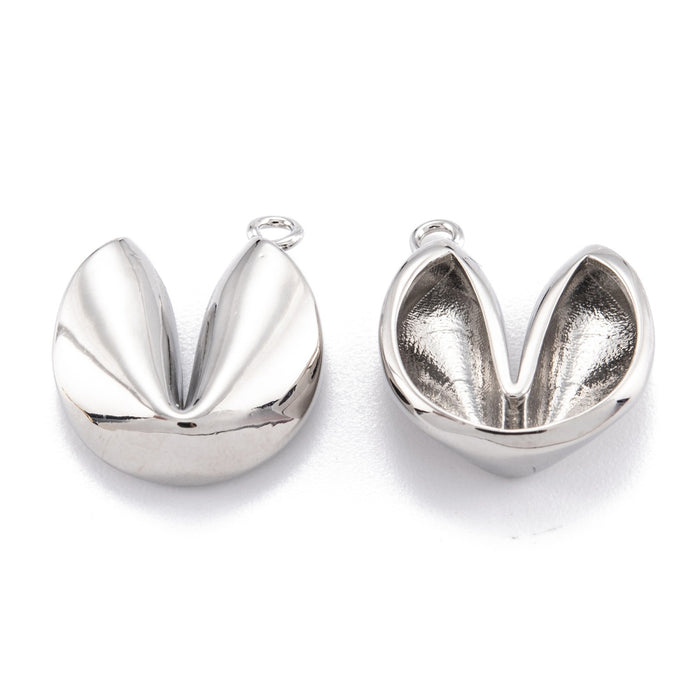 15mm x 17mm Silver Fortune Cookie Charm - Silver Plated***