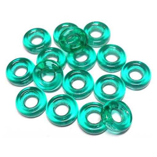 Czech  9mm OD Pressed Glass Rings - Emerald