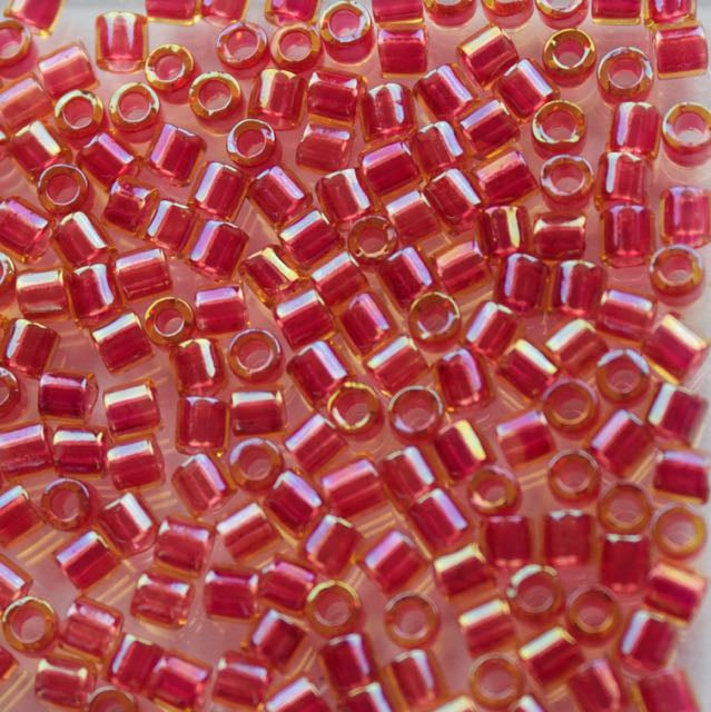 8/0 Miyuki DELICA Beads - Light Cranberry Lined Topaz Luster