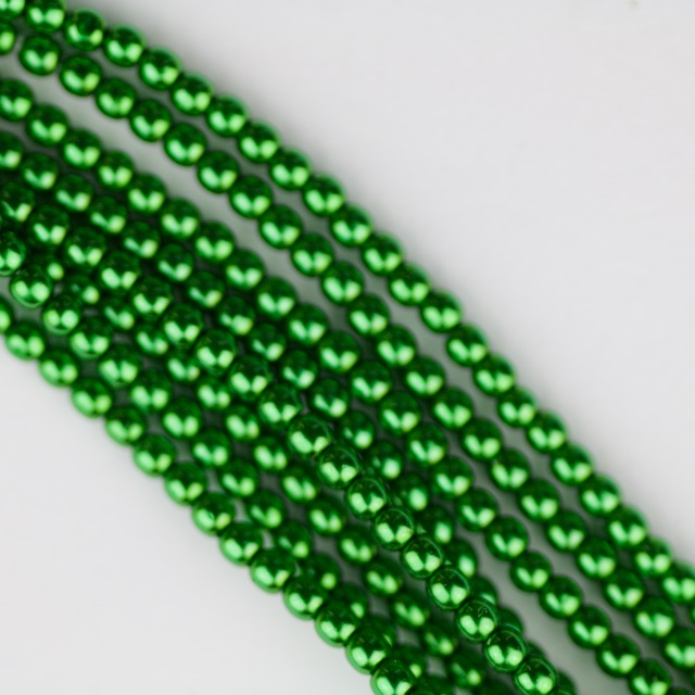 2mm Round  Glass Pearl - Xmas Green