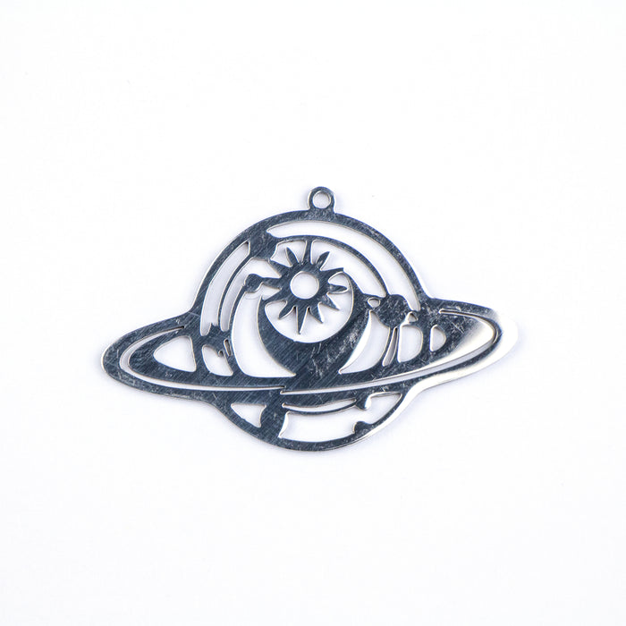 25mm x 40mm Saturn Pendant - Stainless Steel