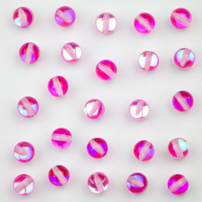 6mm Mermaid Glass Beads - Fuschia Mystic