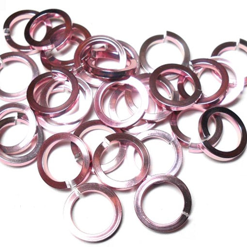 16swg (1.6mm) 1/4in. (6.6mm) ID Square Wire Anodized Aluminum Jump Rings - Pink