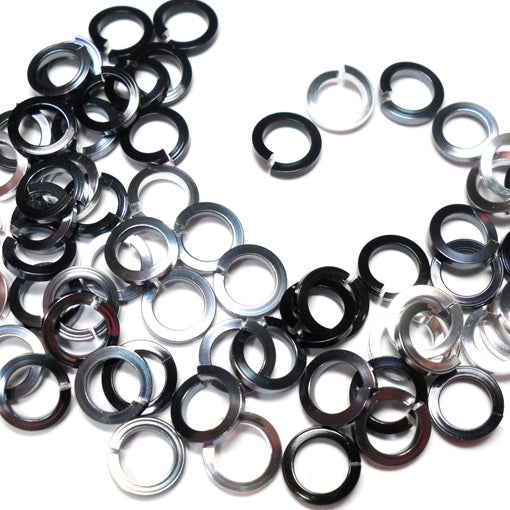 18swg (1.2mm) 1/4in. (6.7mm) ID Square Wire Anodized Aluminum Jump Rings - Midnight Mix