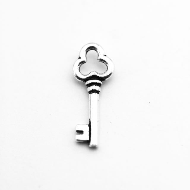 Key Charm - Antique Silver Plate
