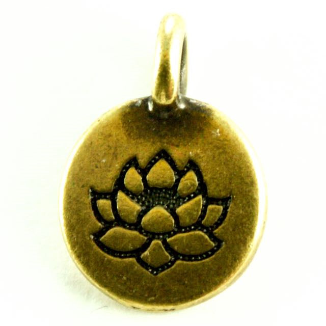 Lotus Charm - Oxidized Brass