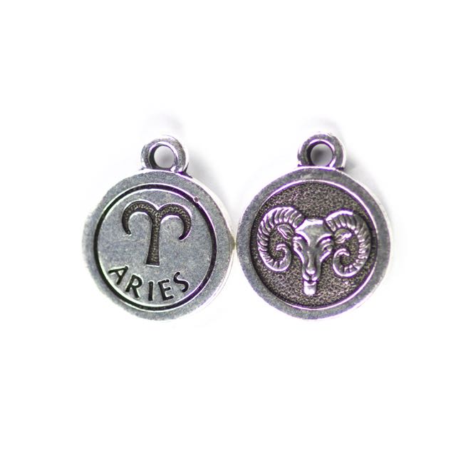 19mm ARIES Zodiac Sign - Antique Silver Plate