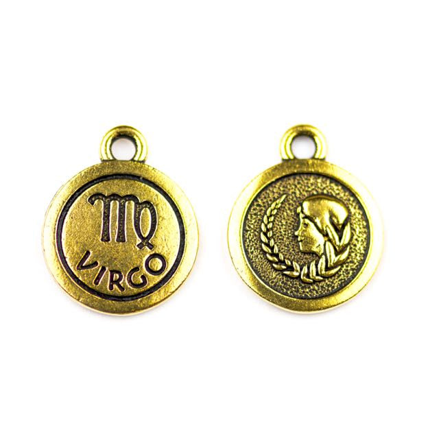 19mm VIRGO Zodiac Sign - Antique Gold Plate
