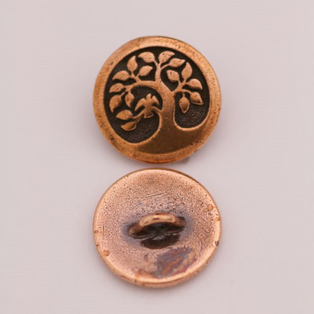 Bird in a Tree Button - Antique Copper Plate