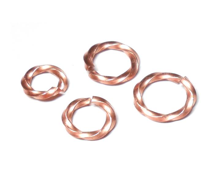 18swg (1.2mm) 7/32 (5.8mm) ID Twisted Square Wire Jump Rings - Copper