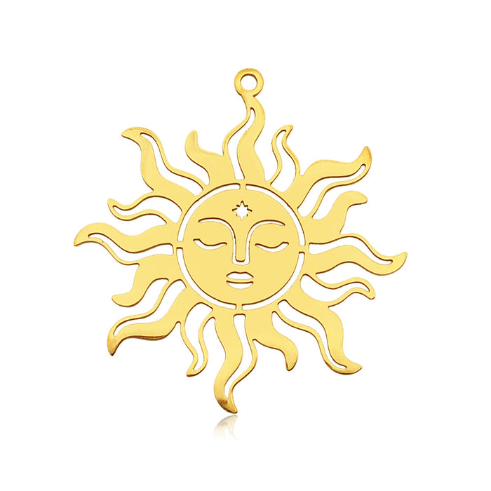 35mm x 37mm Sun Pendant - Gold Plated Stainless Steel
