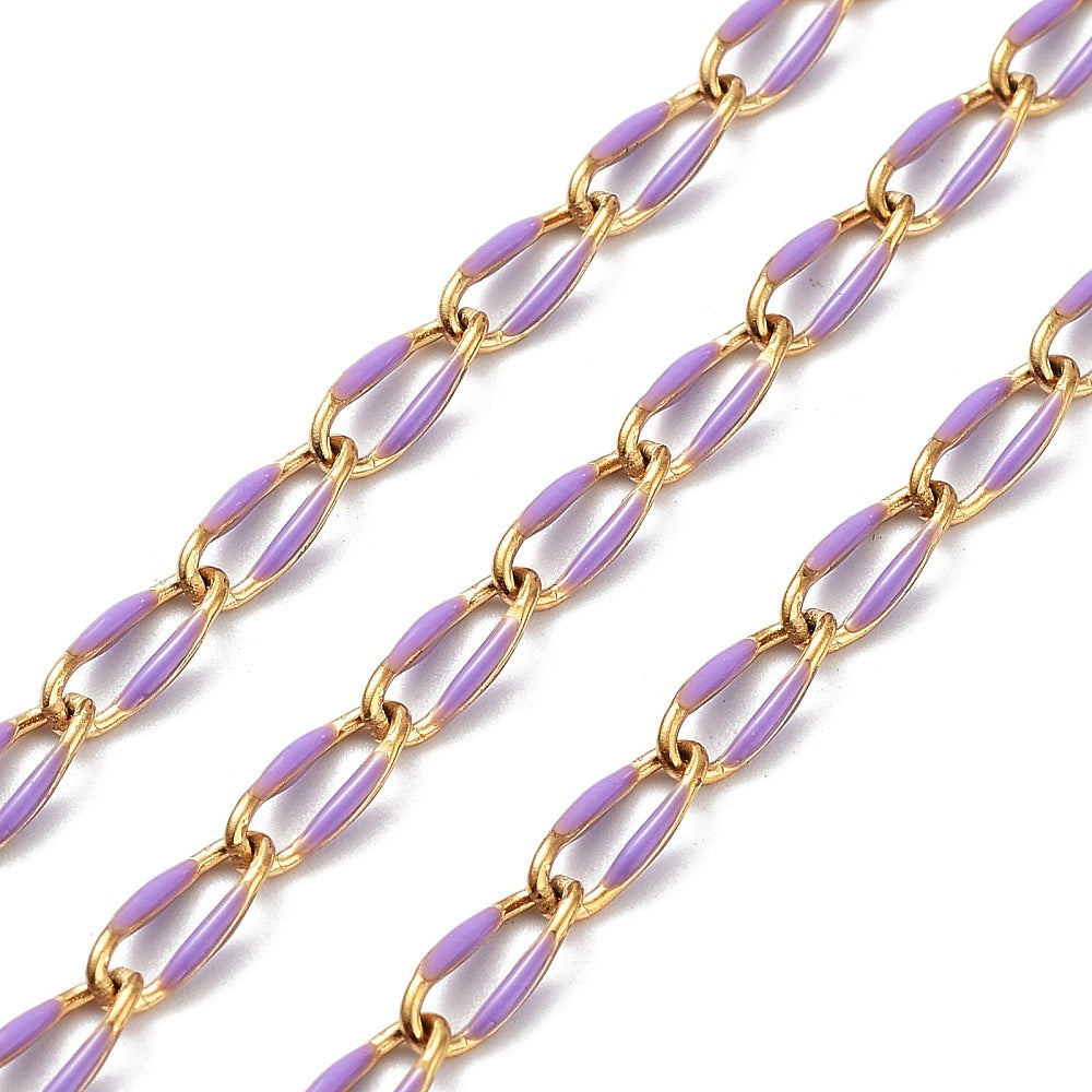 9mm x 4mm Purple Oval Link Chain - Base Metal and Enamel — That Bead Lady