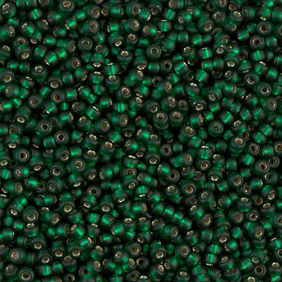 11/0 Miyuki SEED Bead - Matte Silverlined Dark Emerald