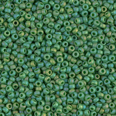 11/0 Miyuki SEED Bead - Matte Opaque Green AB