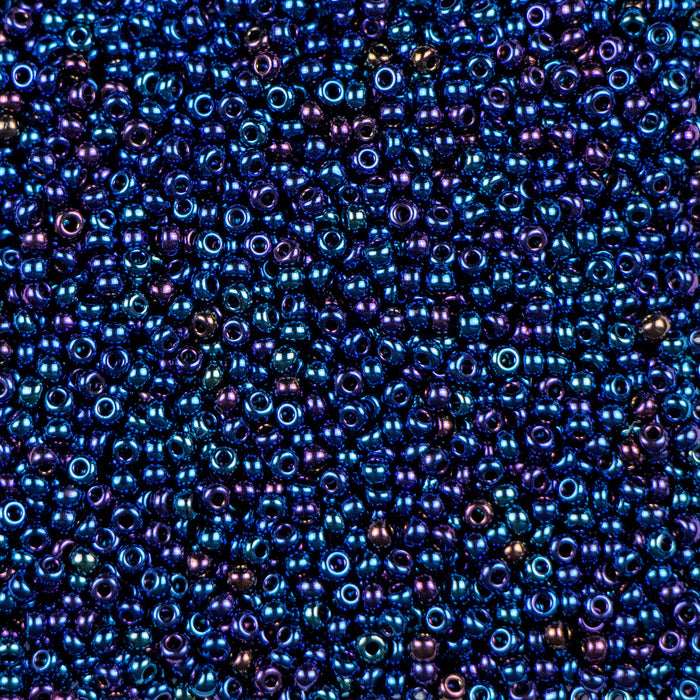 11/0 Preciosa Seed Beads - Metallic Blue Iris