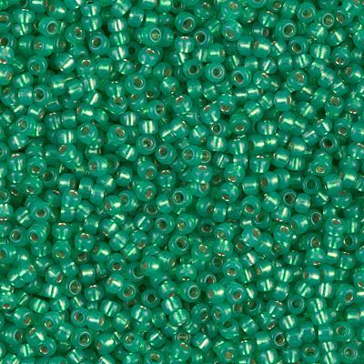 11/0 Miyuki SEED Bead - Dyed Dark Mint Green Silverlined Alabaster