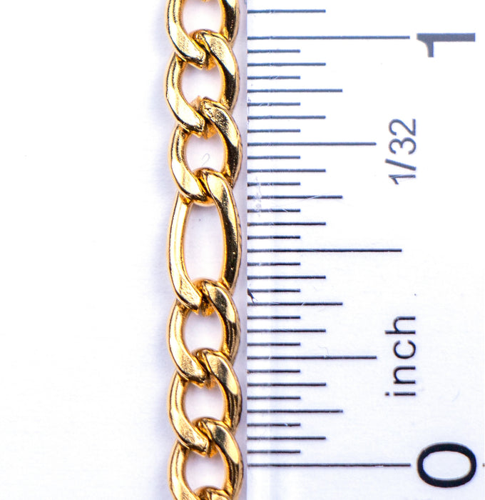 10.1mm x 4.5mm Figaro Chain - Waterproof Gold***