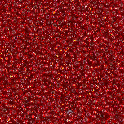 15/0 Miyuki SEED Bead - Dyed Silverlined Red