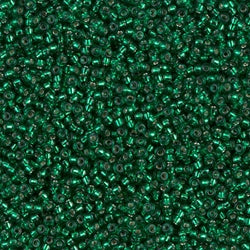 15/0 Miyuki SEED Bead - Dyed Silverlined Emerald