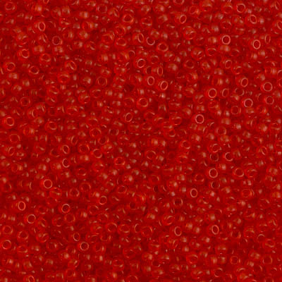 15/0 Miyuki SEED Bead - Dyed Semi-Frosted Transparent Red