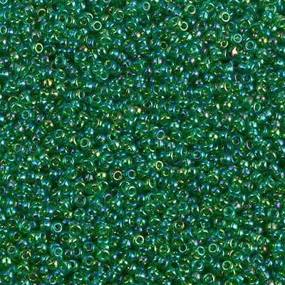 15/0 Miyuki SEED Bead - Transparent Green AB