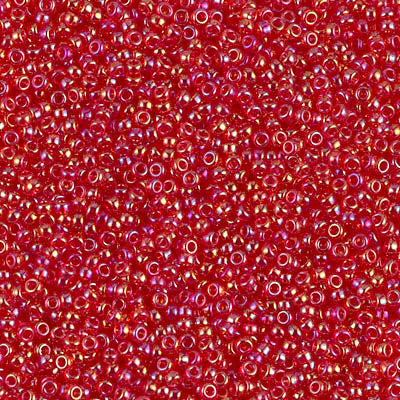 15/0 Miyuki SEED Bead - Transparent Red AB