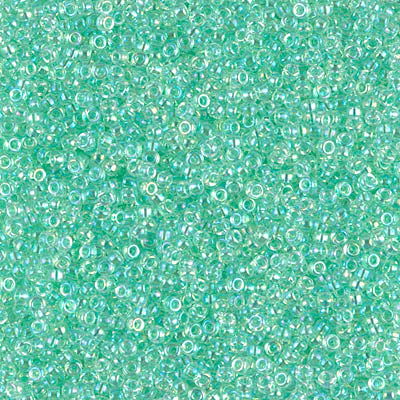 15/0 Miyuki SEED Bead - Light Mint Green Lined Crystal AB