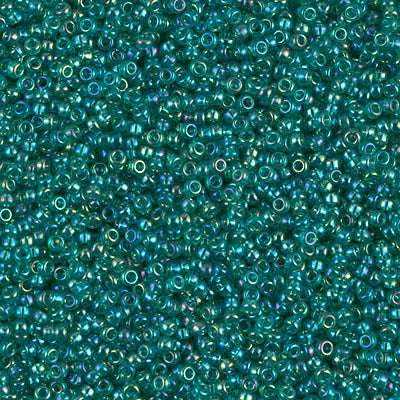 15/0 Miyuki SEED Bead - Transparent  Emerald AB