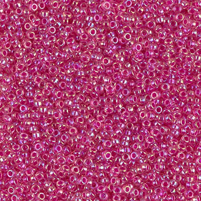 15/0 Miyuki SEED Bead - Hot Pink Lined Crystal AB