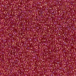 15/0 Miyuki SEED Bead - Light Cranberry Lined Topaz Luster