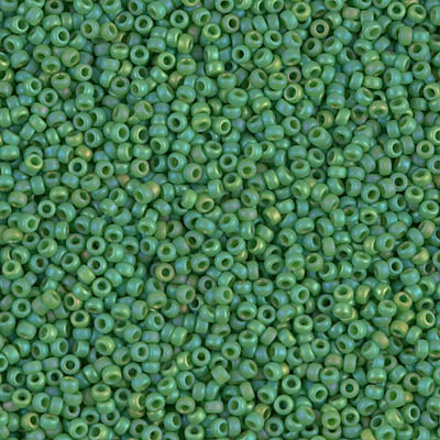 15/0 Miyuki SEED Bead - Matte Opaque Green AB