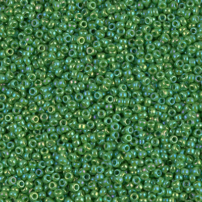 15/0 Miyuki SEED Bead - Opaque Green AB