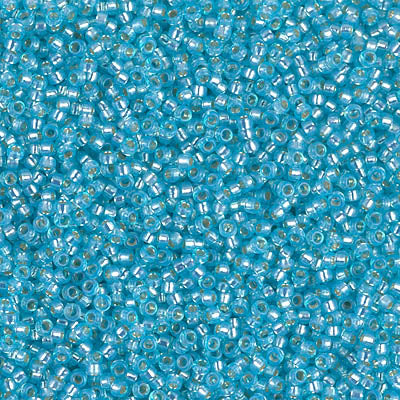 15/0 Miyuki SEED Bead - Dyed Aqua Silverlined Alabaster