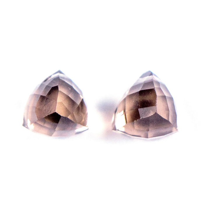 7.5mm Faceted Smoky Quartz Triangle Bead Pair (Side Drilled at Top)***