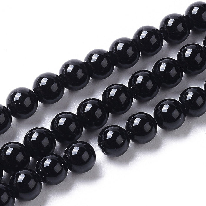 4mm Round Black Agate - 16" Strand