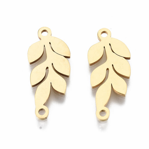 9mm x 20mm Leaf Link - Gold Plated Stainless Steel