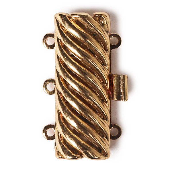 Claspgarten 12mm x 23mm 3 Strand Rectangle Waves Box Clasp - Gold Plated***