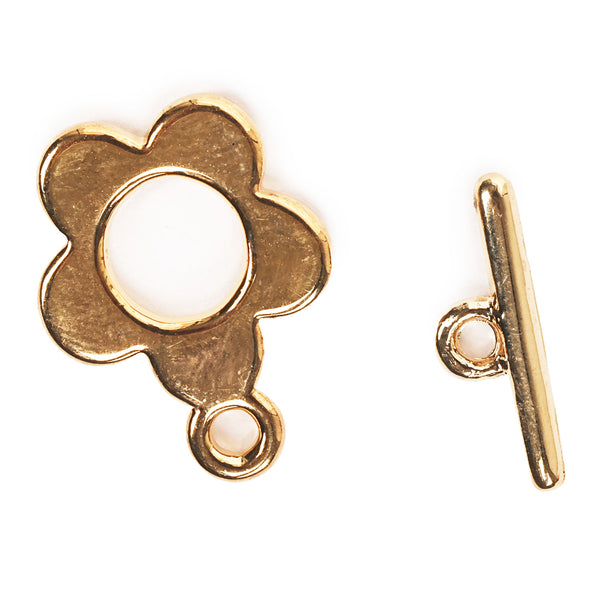 Claspgarten 15mm Flower Toggle Clasp Set - Gold Plated***