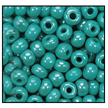 11/0 Preciosa Seed Beads - Opaque Green Turquoise Luster