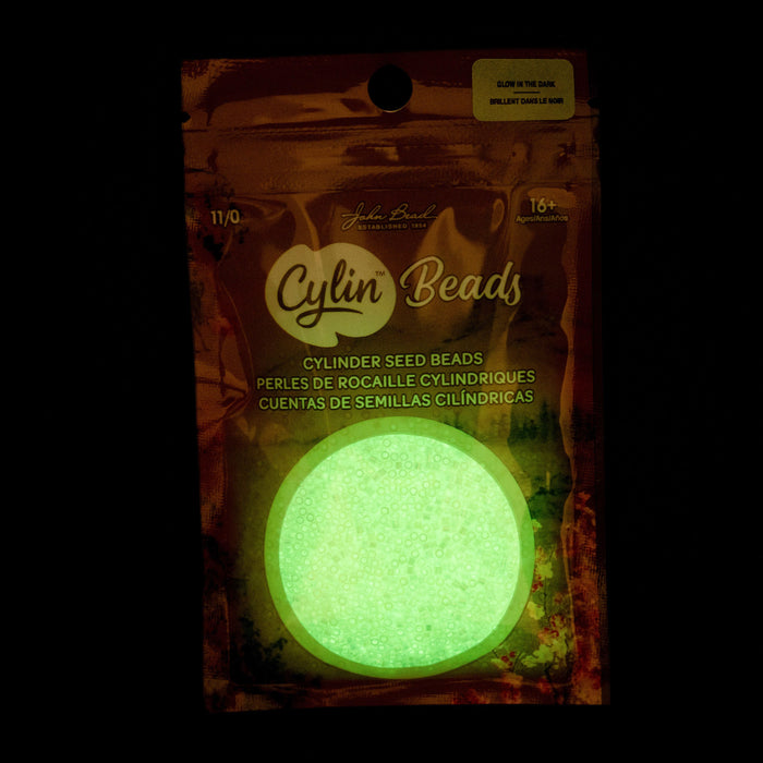 11/0 CYLIN Beads -Glow In Dark AB- White To Green***
