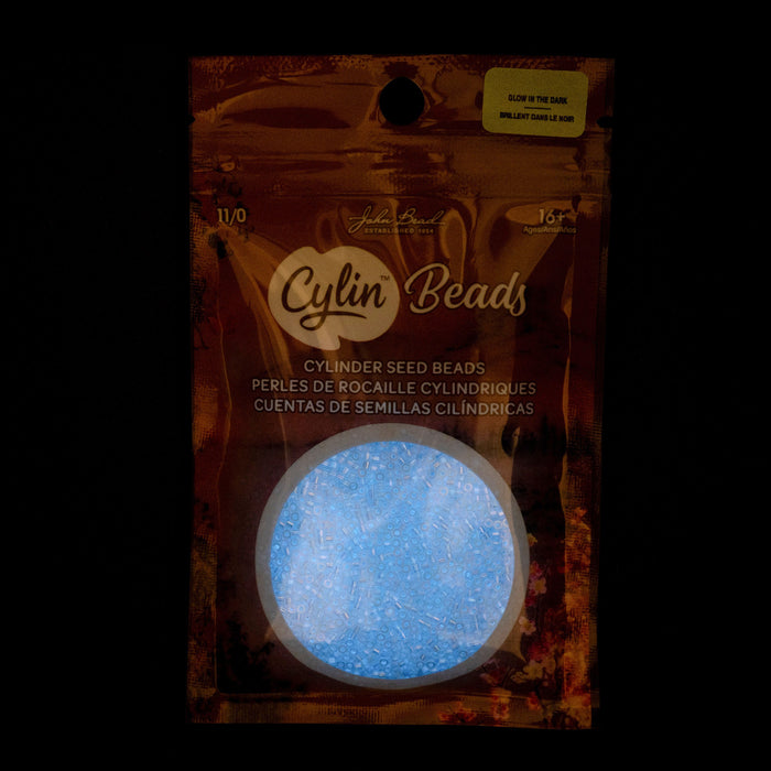 11/0 CYLIN Beads -Glow In Dark AB- White To Sky***