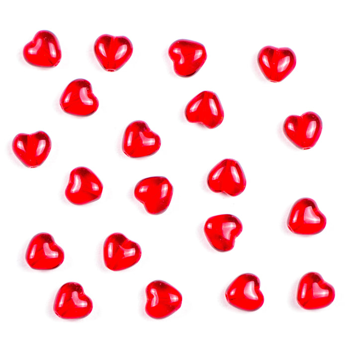 6mm Glass Heart - Red