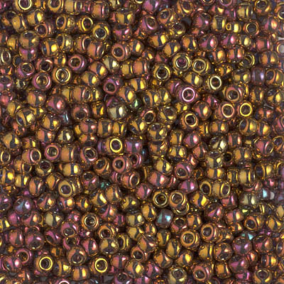 8/0 Miyuki SEED Bead - Transparent Tea Berry Gold Iris