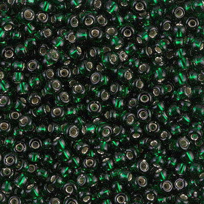 8/0 Miyuki SEED Bead - Silverlined  Dark Emerald