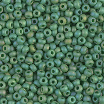 8/0 Miyuki SEED Bead - Matte Opaque Green AB